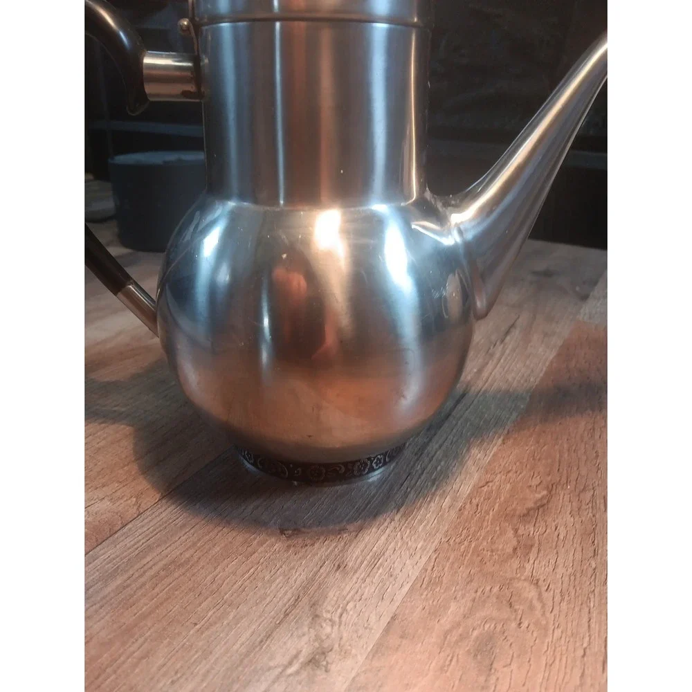 Vintage Stainless Steel Coffee‎ Pot with Decorative Top